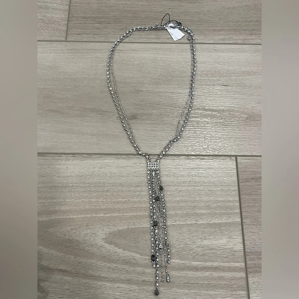 NEW White House Black Market WHBM Crystal Drop Fringe Necklace MSRP $65